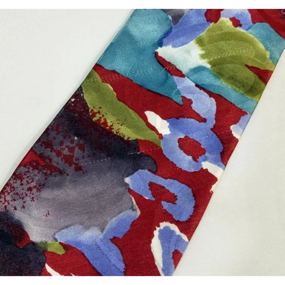Bergere Mens Floral Tie Vintage Maroon Blue Green 4
